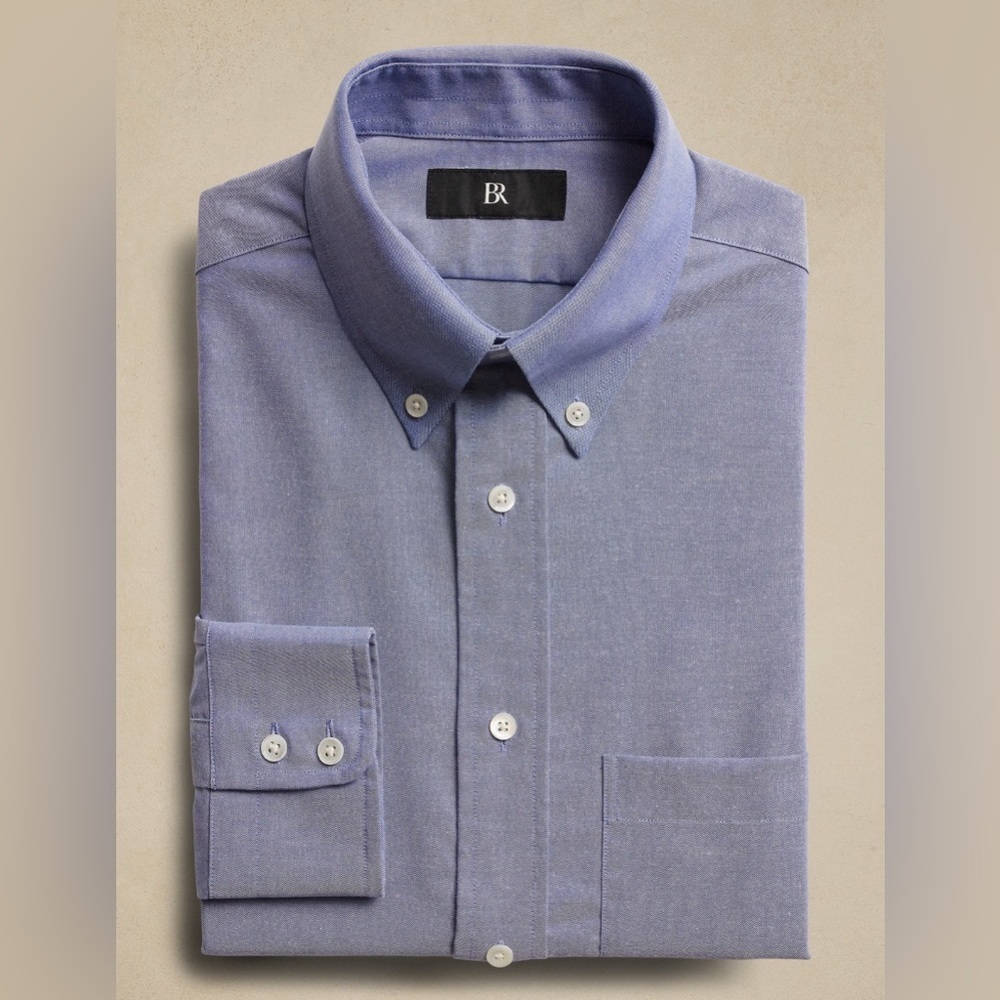 NWT Banana Republic Slim Wrinkle Resistant Blue Dress Shirt Size Large. - Picture 4 of 9